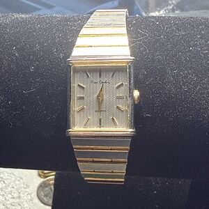 Pierre Cardin Quartz‎ Watch Women Dual Tone Rectangle Japan Analog New Battery